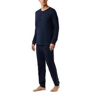 Schiesser Herenpyjama lange pyjamaset, donkerblauw, 58