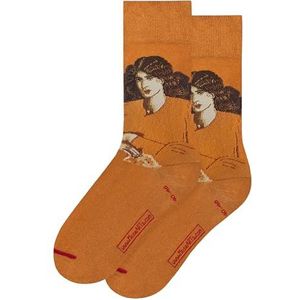 MuseARTa Sokken van katoen met het schilderij The Lady of Pity van de kunstenaar Dante Gabriel Rossetti in maat 40-46, DG-LP-10-40-46, oranje, 40-46