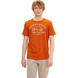TOM TAILOR Uomini T-shirt met print 1032905, 19772 - Gold Flame Orange, L