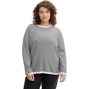 TOM TAILOR Plussize damestrui, 36994 - Zwart Wit Bubble Knit Design, 44/Grote maat