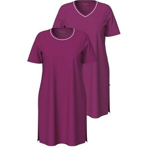 gs1 data protected company 4069787000005 Dames Bigshirts, set van 2, ronde hals/V-hals, Nightgown, fuchsia roze, 46, Fuchsia pink., 46