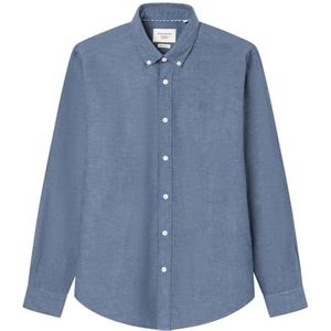 SPRINGFIELD Linen Basic European Flax Herenhemd, Maritiem Blauw, S