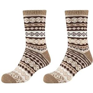 Camano 1102049000 - dames knuffel dubbellaags wintersokken 2 paar, sepia tint, maat 35/38, Sepia Tint, 35 EU