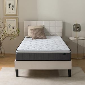 Zinus Hybride binnenveringmatras, matras 90 x 190 cm, visco-elastisch en orthopedisch matras met gemiddelde sterkte, hoogte 25 cm, Oeko-Tex-certificaat