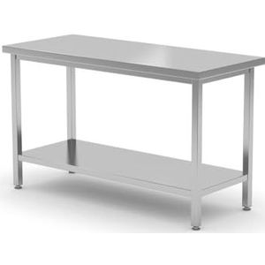 HENDI Werktafel, geschroefd, met opbergplank, in hoogte verstelbare poten, versterkt werkblad, tot 70kg/m2, keukentafel, keukenwerktafel, 1000x600x(H)850mm, roestvast staal AISI 430