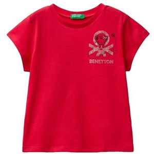 United Colors of Benetton T-shirt voor meisjes en meisjes, Rood Magenta 34L, 2 anni