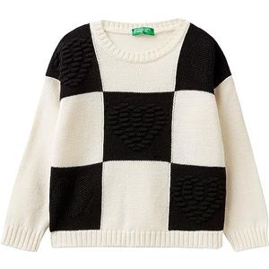 United Colors of Benetton trui voor meisjes en meisjes, Quadri Nero E Bianco 600, 3 Jaar