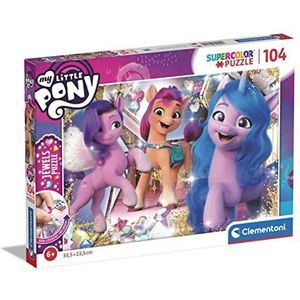 Clementoni - Puzzel Jewels My Little Pony 104 pzs Does Not Apply Supercolor Pony, 104 stukjes, 6 jaar kinderen, cartoon, gemaakt in Italië, 20345, meerkleurig, M