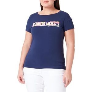 Love Moschino Dames Boxy fit Short-Sleeved T-Shirt, Dark Blue, 44, Dark Blue, 44