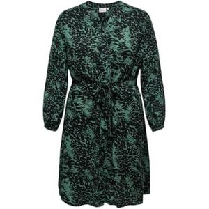 ONLY CARMAKOMA Carottelia Life Ls Blk Dress AOP blousejurk voor dames, groen, 54 NL