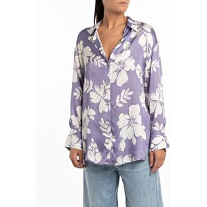 Replay Damesblouse Comfort Fit, 010 lila/wit, XL