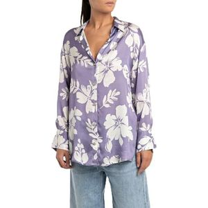 Replay Damesblouse Comfort Fit, 010 lila/wit, XL