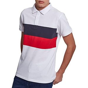 Urban Classics Color Block Panel Poloshirt voor heren, wit (White/Navy/Fire Red 01244), S