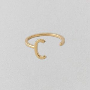 Design Letters Ring A-Z (Goud) C, Metaal, One size