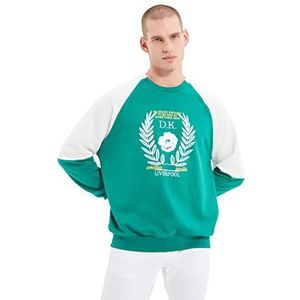 Trendyol Heren Emerald Green Oversize Fit Sweatshirt, L
