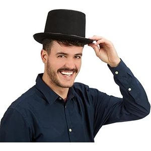 Relaxdays hoge hoed zwart, max. hoofdomvang 59 cm, one size, carnaval, goochelaar, voor dames & heren, heren