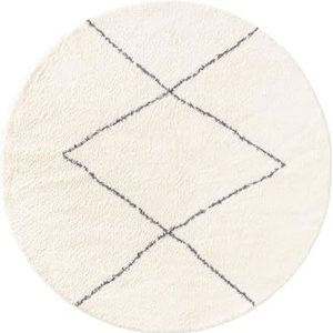 benuta Nest hoogpolig tapijt Benno - synthetische vezel - rond en in stijl: Berber, traditioneel, hygge & cozy, minimalistisch, Scandi - onderhoudsvriendelijk voor woonkamer slaapkamer | crème | ø 120