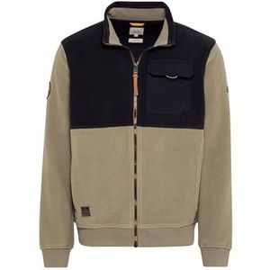 camel active Fleecejack voor heren van gerecycled polyester, Kaki, XL