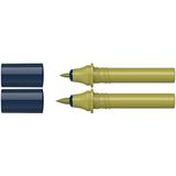 Schneider 040 Paint-It Twinmarker cartridges (brush tip & 1,0 mm ronde punt, kleurintensieve inkt op waterbasis, voor gebruik op papier, >95% gerecyclede kunststof) olijfgroen 043
