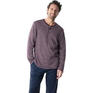 Eminence - Lange Pyjama - Navy Top en Wit/Bordeaux Kousen - 100% Katoen