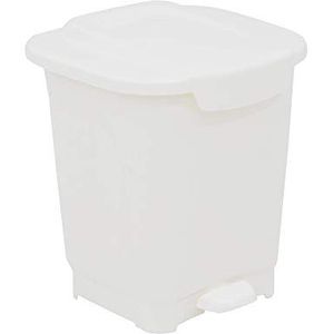 Tramontina 15 liter keuken voor binnen buiten afval- en afvalrecyclingbak met pedaal en deksel, kunststof, 31 cm lengte x 34 cm breedte x 37,5 cm hoogte, wit, 92811410