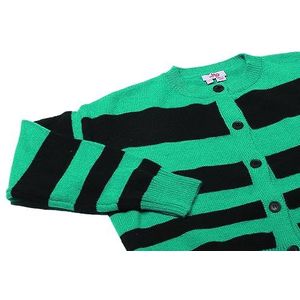 myMo Dames Trendy gestreepte gebreide cardigan acryl groen zwart maat XS/S, groen/zwart, XS
