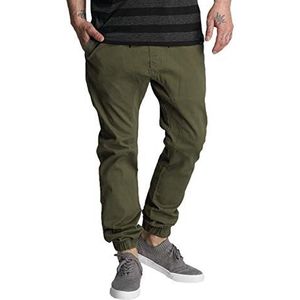 Southpole Men's Basic Stretch Twill Jogger Pants, Olive, Medium