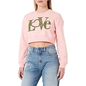 Love Moschino Dames cropped fit ronde hals sweatshirt, roze, 46
