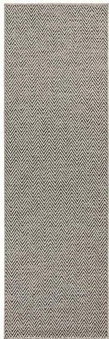 BT Carpet Nature Loper voor binnen en buiten, keukenloper, antislip, plat weefsel, laagpolig, wol-look, Fineloop, keukentapijt voor hal, tuin, terras, badkamer, grijs-antraciet, 80 x 350 cm