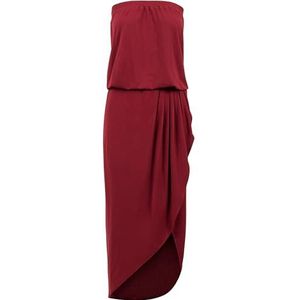 Urban Classics Viscose damesjurk, zomerbandeaujurk voor dames met frisse zomerstof, strapless jurk, maten XS - 5 XL, bordeaux, 5XL