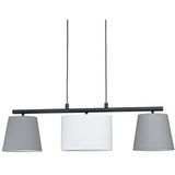 EGLO Hanglamp Almeida 1, 3 lampen textiel hanglamp, hanglamp van staal en stof, kleur: zwart, grijs, wit, fitting: E14, L: 860 mm,Zwart, Grijs, Wit.