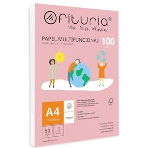 A4-papier, 100 g, met 50 witte vellen, multifunctioneel papier voor school en werkomgeving. Ideaal voor laserprinters, inkjetprinters of kopieerapparaten. Ofituria