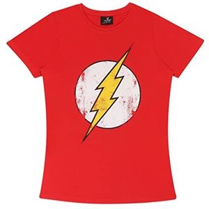 DC Comics The Flash Distressed Logo Gemonteerd t-shirt, Vrouwen, XS-4XL, Rot, Officiële Koopwaar