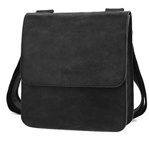 Leathario Retro lederen tas vintage leren schooltas voor heren lederen tas heren schoudertas voor heren, Zwart 625, S