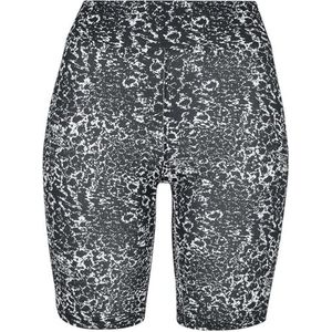 Urban Classics Damesshorts, nauwsluitende korte fietsbroek, tie-dye hoge taille, zwart/wit, maten XS - 5XL, zwart/wit, XS