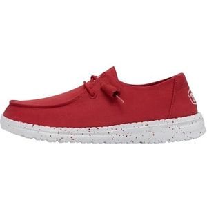 Hey Dude Wendy Slub Canvas Moc Toe Shoes voor dames, rood, 41 EU