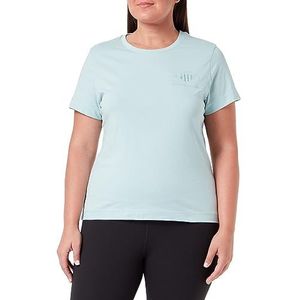 GANT Dames REG Tonal Shield SS T-shirt, Dusty Turquoise, standaard, Dusty Turquoise, XL