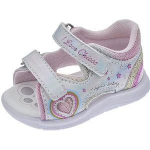 Chicco, Sandaal Met Dubbele Klittenbandsluiting, Meisjes En Meisjes, Zilver (3), 18 EU, Design in Italië