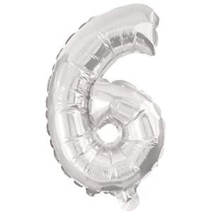 Procos 89803 - Folieballon nummer 6, vulling met helium of lucht, verjaardag, decoratie, feest, jubileum