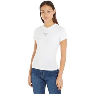 Tommy Jeans TJW Slim Essential Logo 1 SS EXT S/S T-shirt, wit, 3XL, Wit, 3XL grote maten
