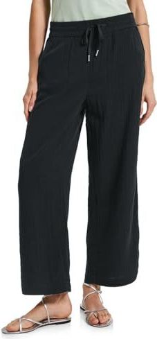 Street One Dames Wide Legs mousseline broek in Groen, in size: 32