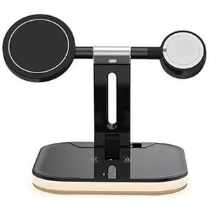 2022 971 laadstation voor meerdere Apple-apparaten, 3-in-1 Fast Wireless Charger Stand Dock Opvouwbaar voor iPhone 14 13 12 Series Apple Watch Series 7 6 SE 5 4 3 2 & AirPods 3/2/Pro-zwart