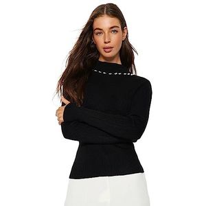Trendyol FeMan Slim fit Basic Staande kraag Knitwear Trui, Zwart, M, Zwart, M