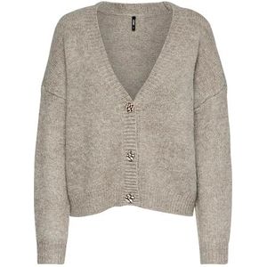 ONLY - Gebreid vest - Beige gemêleerd - Losvallend model