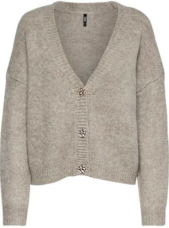 ONLY - Gebreid vest - Beige gemêleerd - Losvallend model