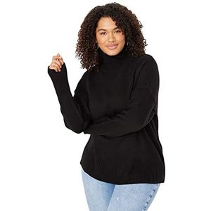 Trendyol Dames rechte lange mouwen ontspannen sweater in plussize, zwart, 3XL