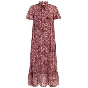faina Dames midi-jurk van chiffon 19226416, Rood Wit, L, rood/wit, L