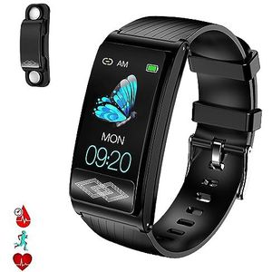 DAM P10 Smartwatch met bloeddrukmeter en O2, incl. borstband, VFC en ECG-rapport 24 uur, 22,5 x 1,2 x 2 cm, kleur: zwart, Normaal