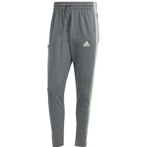 adidas Heren Essentials Single Jersey Tapered Open Hem 3-Stripes Pants, dark grey heather, XS