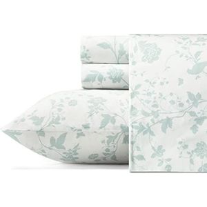 Laura Ashley Zacht satijnen katoenen beddengoedset: slank, glad en ademend woondecoratie, tuinpaleis blauw, kingsize